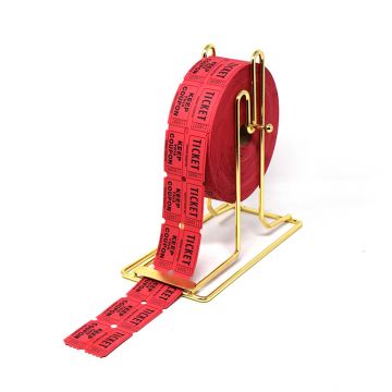 Ticket Dispenser: Brass-Plated, Holds Single or Double Rolls